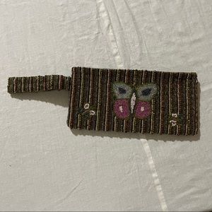 Beaded butterfly clutch/wristlet